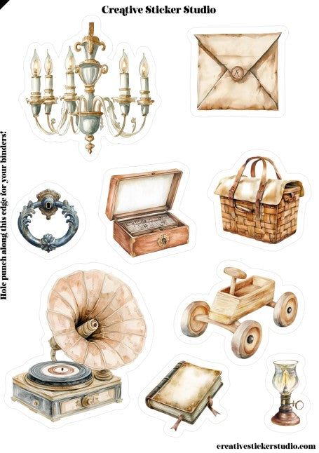 Sticker Sheet Set of 2 - Antiques Neutral w Chandelier