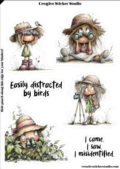 Sticker Sheet Set of 2 - Birdwatcher Easily Distracted