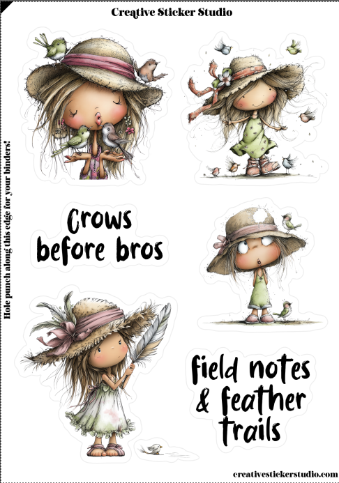 Sticker Sheet Set of 2 - Birdwatcher Crows before Bros
