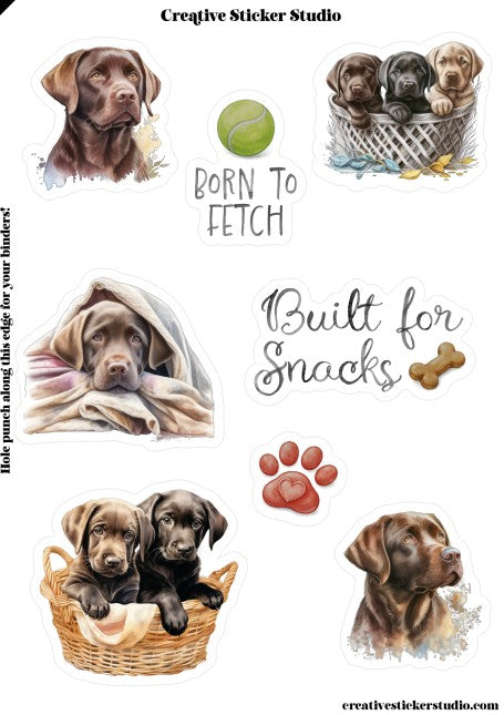 Sticker Sheet Set of 2 - Chocolate Labs Fetch