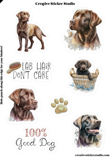 Sticker Sheet Set of 2 - Chocolate Labs Good Dog