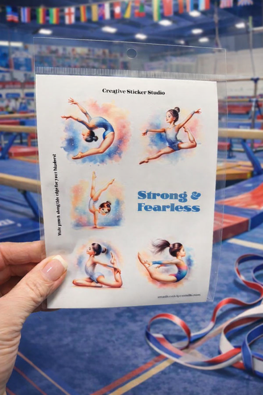 Sticker Sheet Set of 2 - Gymnast Brunette Strong