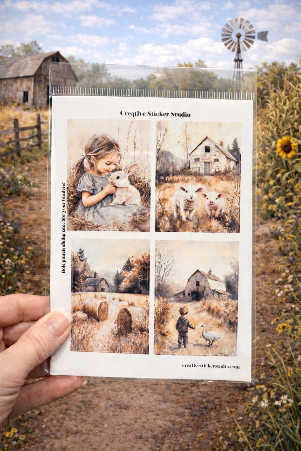 Sticker Sheet Set of 2 - Rustic Farm Scenes 1