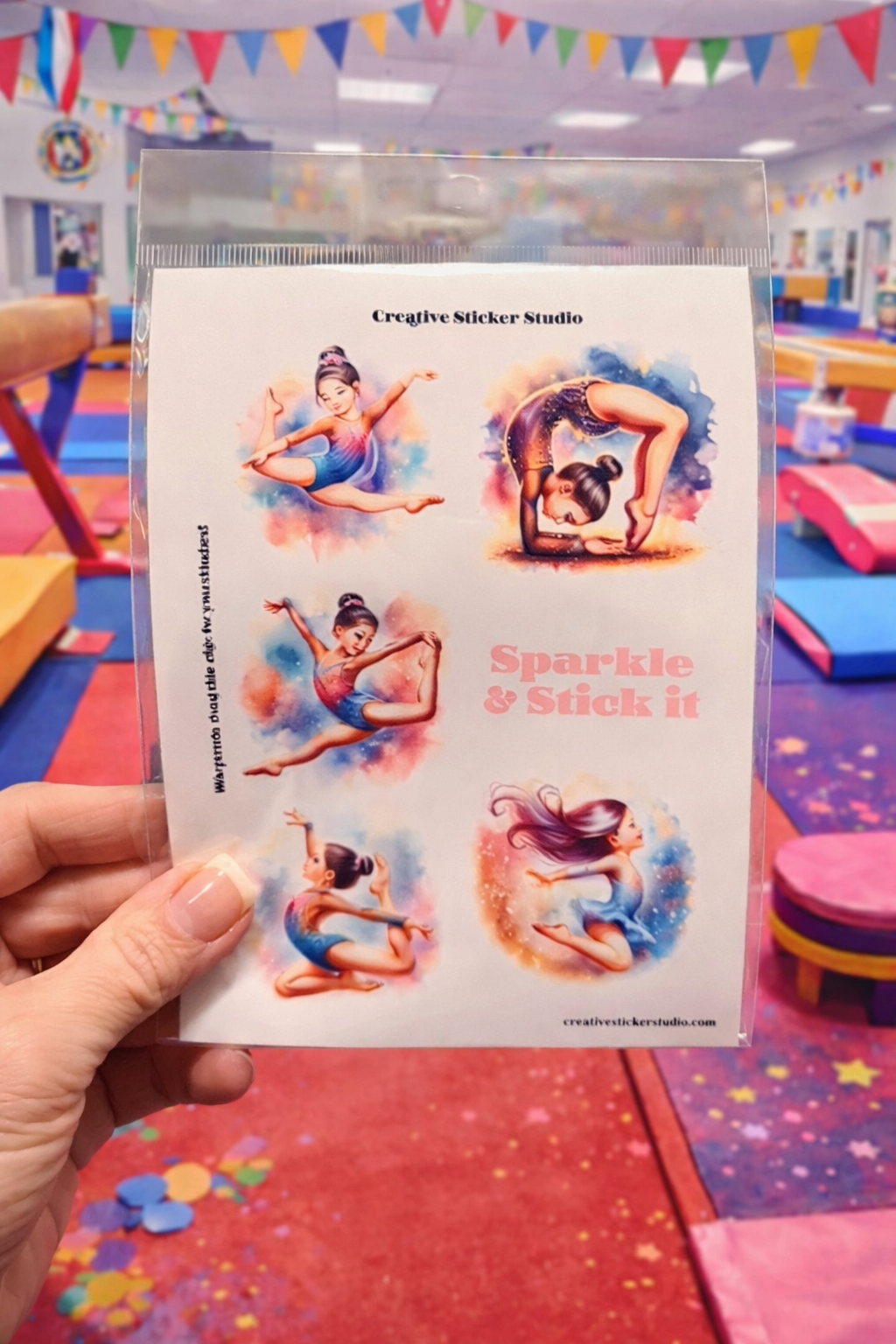 Sticker Sheet Set of 2 - Gymnast Brunette Sparkle