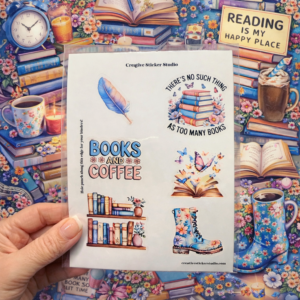 Sticker Sheet Set of 2 - Books Sweet Pastel