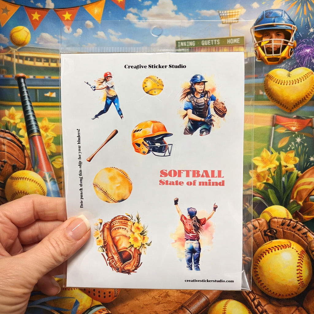 Sticker Sheet Set of 2 - Softball State of Mind
