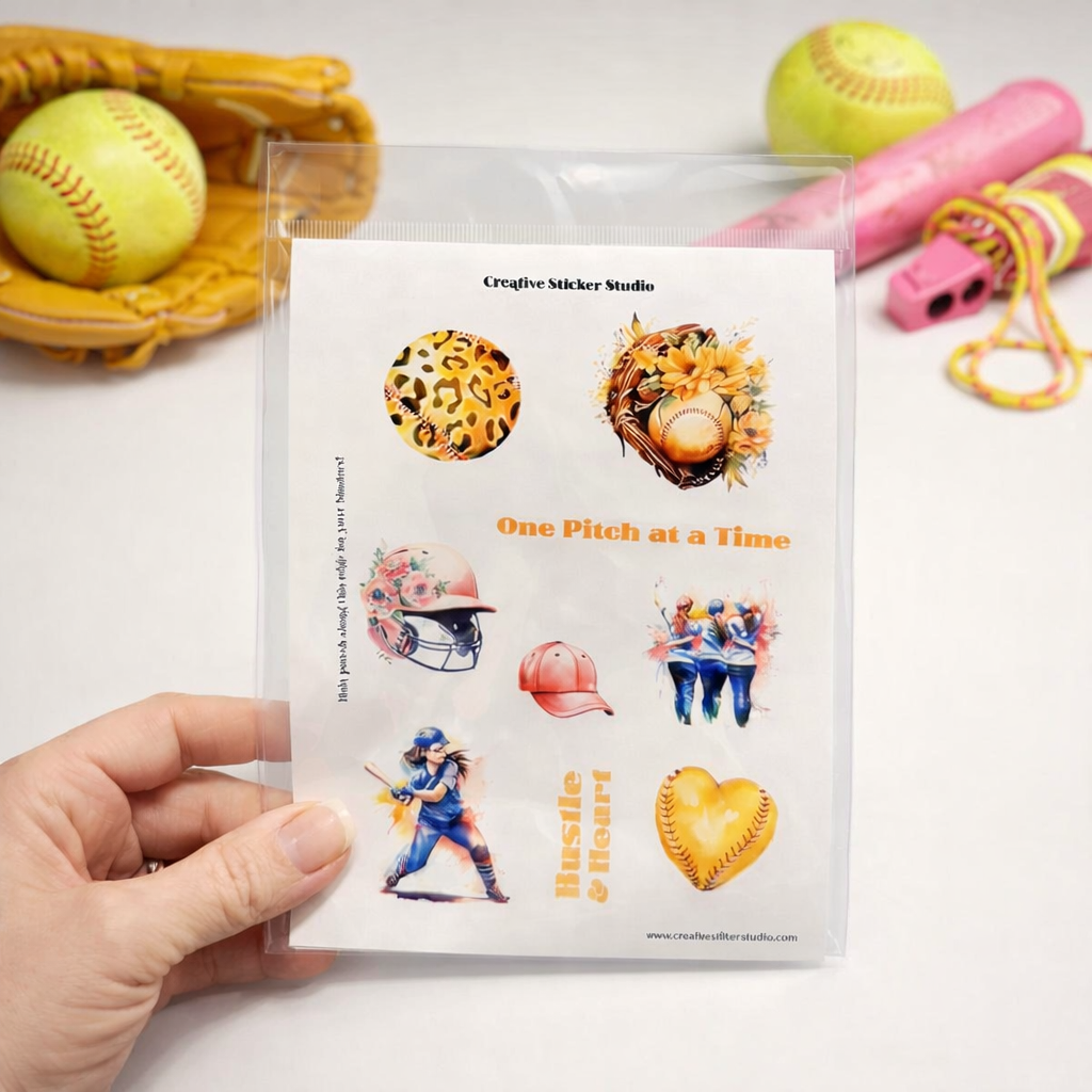 Sticker Sheet Set of 2 - Softball Hustle