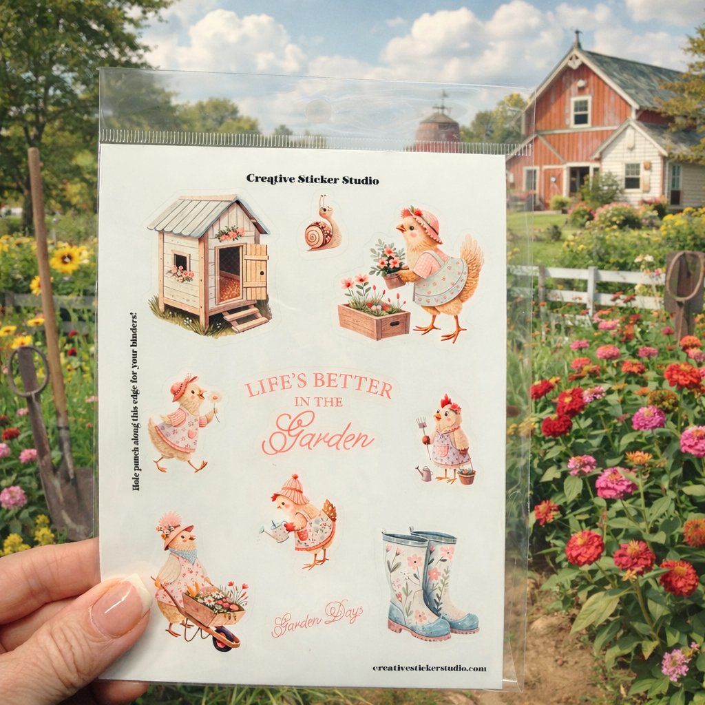 Sticker Sheet Set of 2 - Garden Chicks