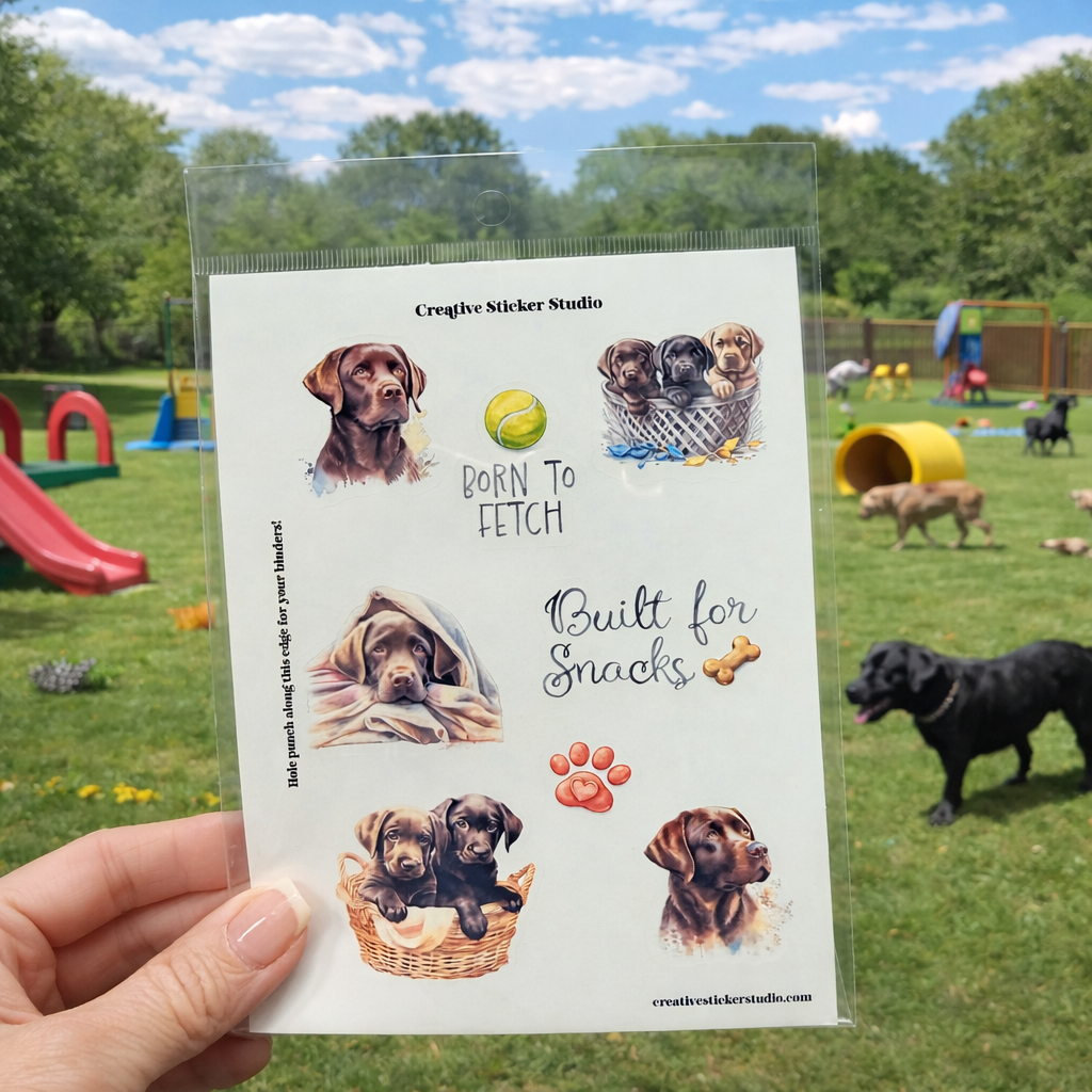 Sticker Sheet Set of 2 - Chocolate Labs Fetch