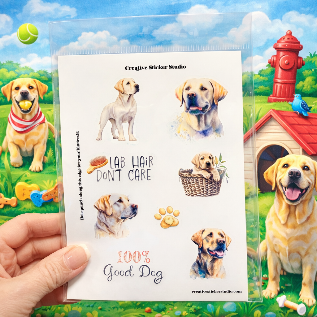 Sticker Sheet Set of 2 - Yellow Labs Good Dog