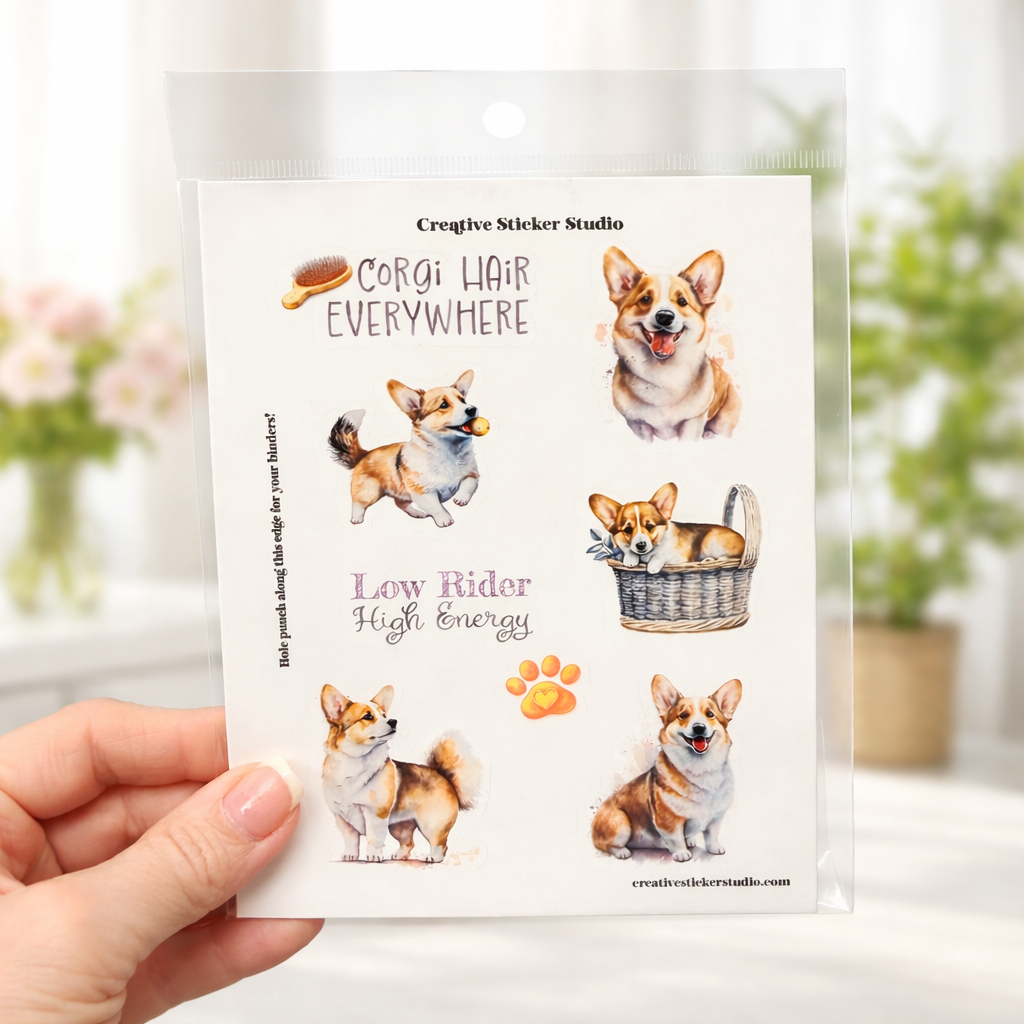 Sticker Sheet Set of 2 - Corgi Low Rider