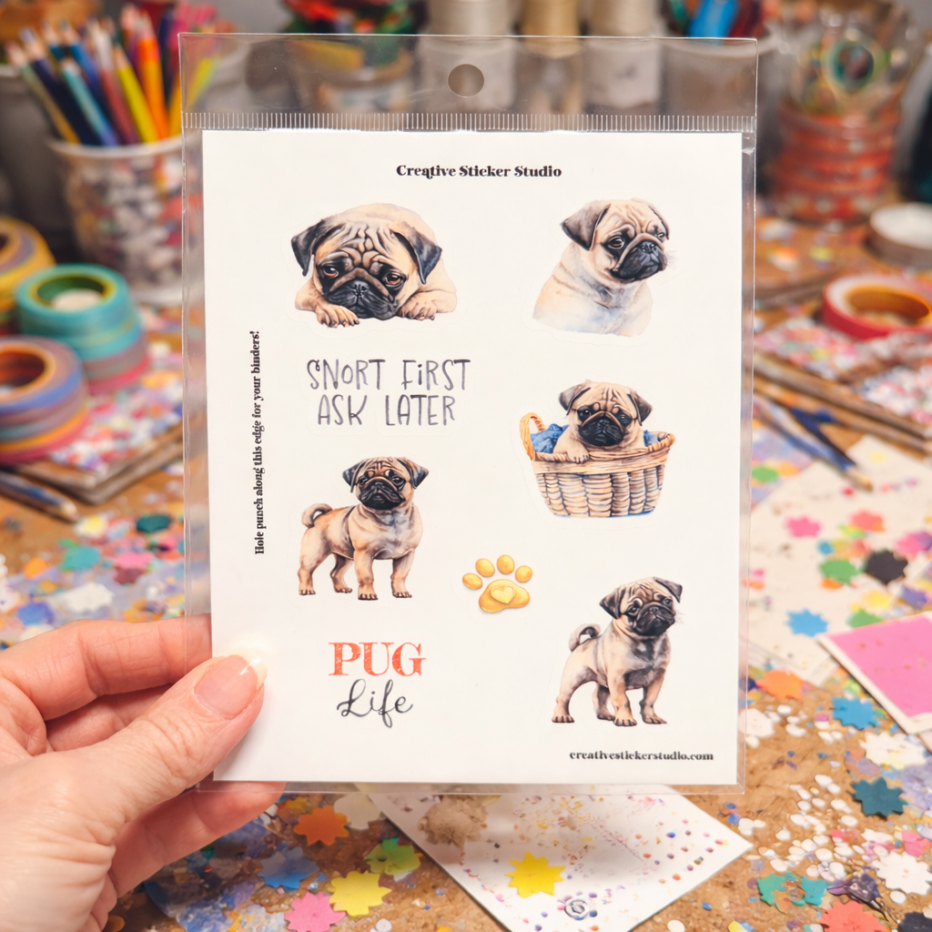 Sticker Sheet Set of 2 - Pug Life