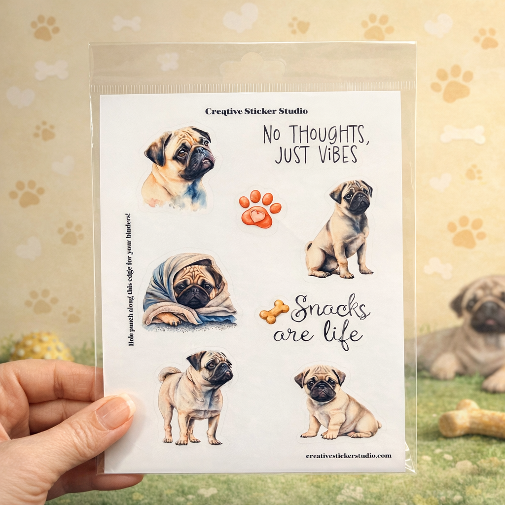 Sticker Sheet Set of 2 - Pug Vibes