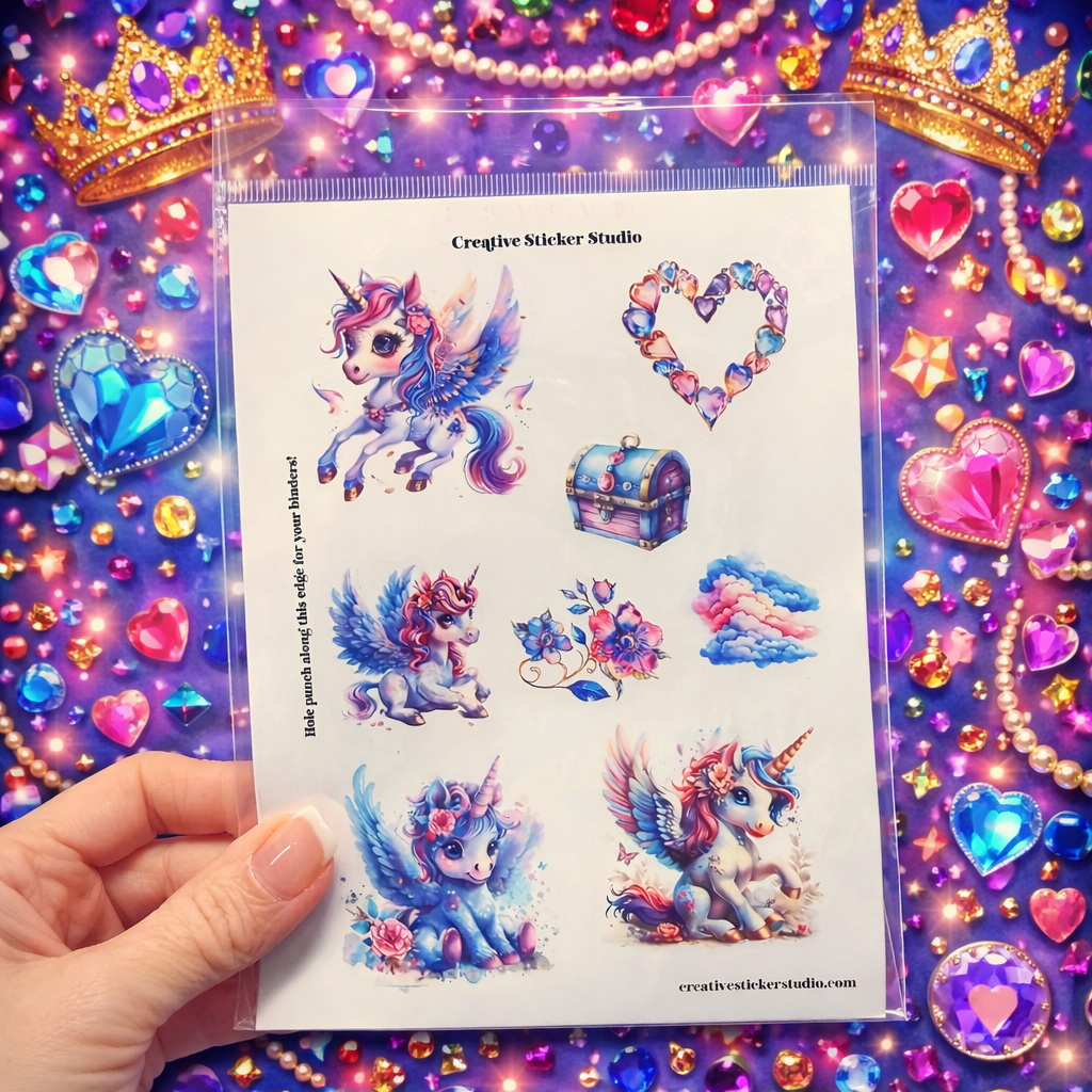 Sticker Sheet Set of 2 - Jeweled Unicorn