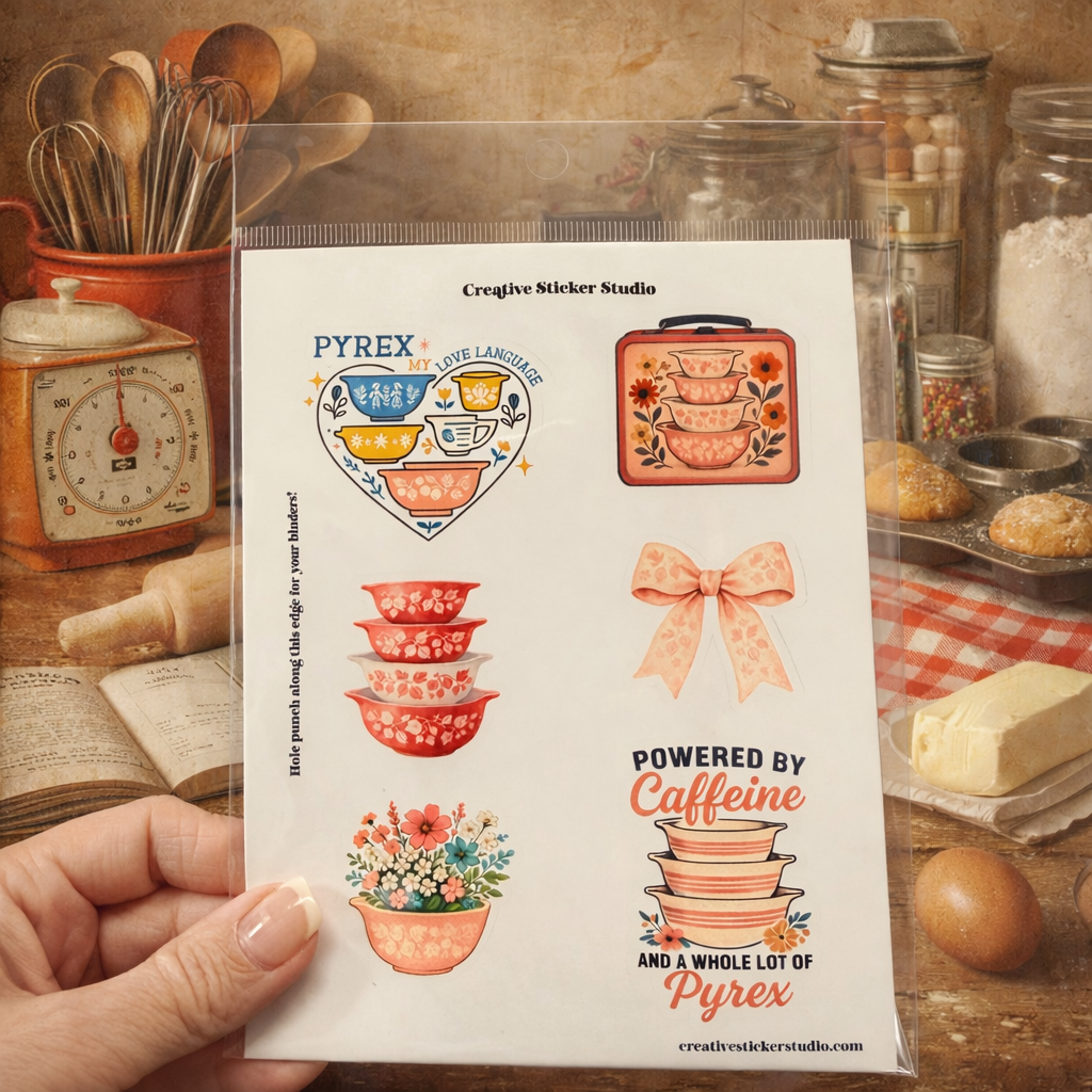 Sticker Sheet Set of 2 - Vintage Bowls Pink