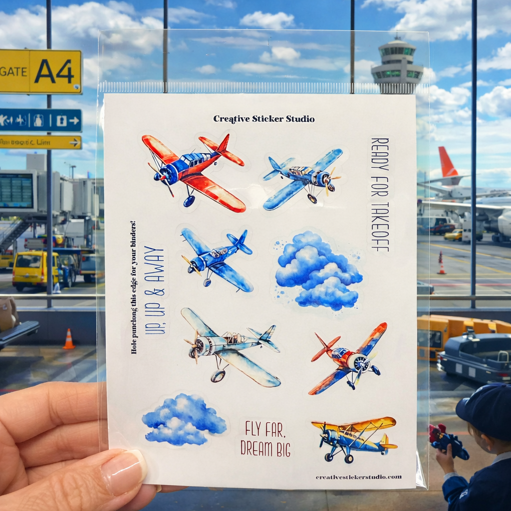 Sticker Sheet Set of 2 - Up & Away Airplanes