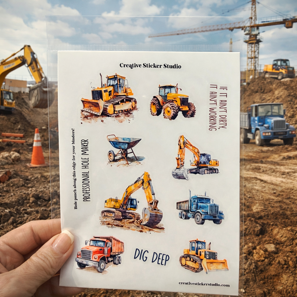 Sticker Sheet Set of 2 - Dig Construction