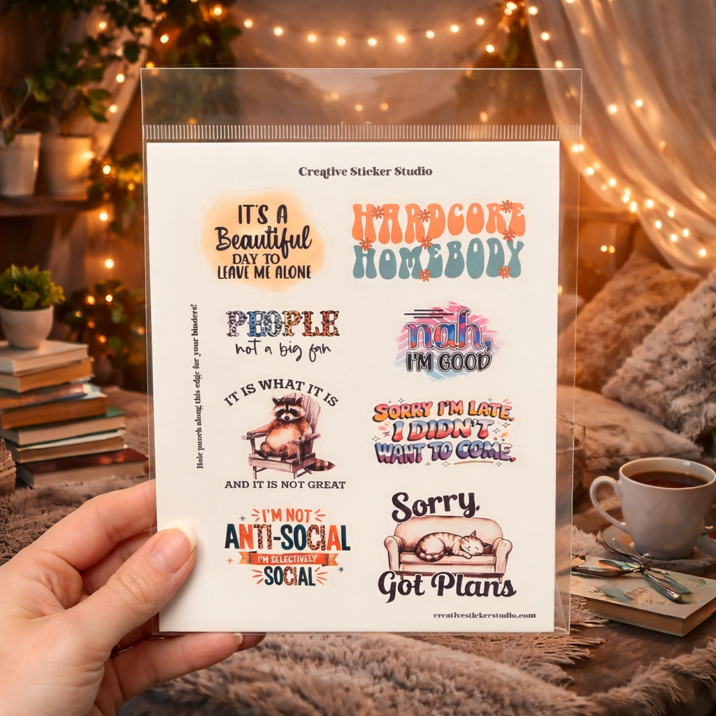 Sticker Sheet Set of 2 - Sassy Introvert Homebody