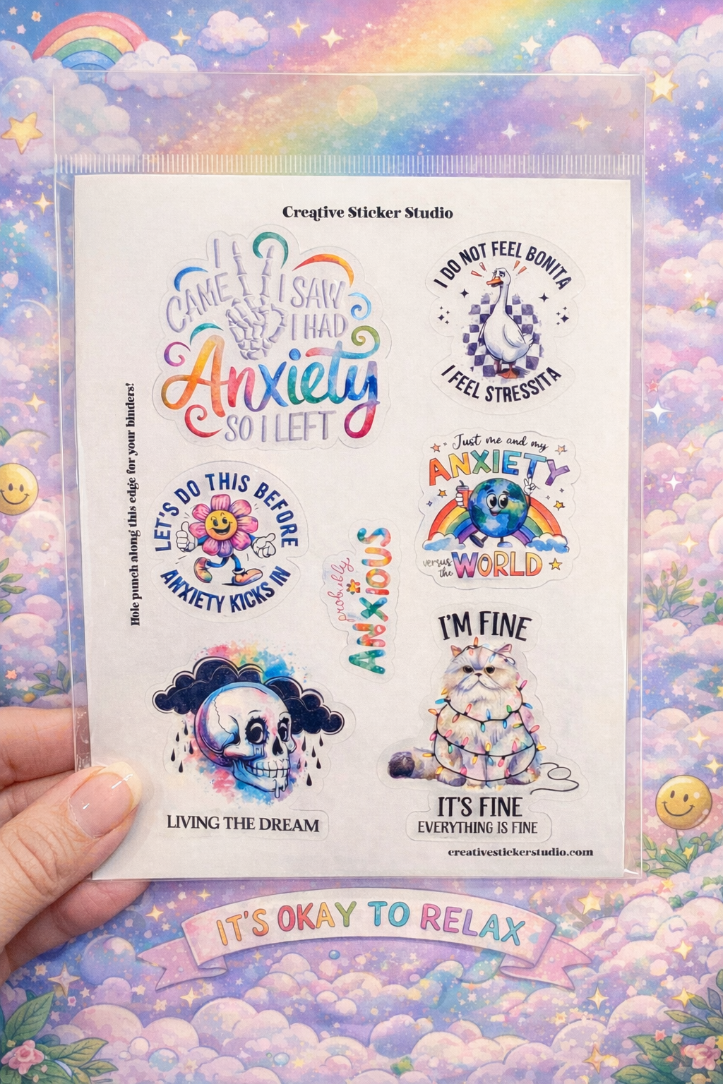 Sticker Sheet Set of 2 - Sassy Anxiety It's Fine