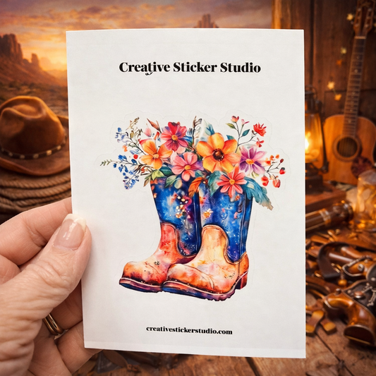 XLARGE Sticker - Western Boots Floral
