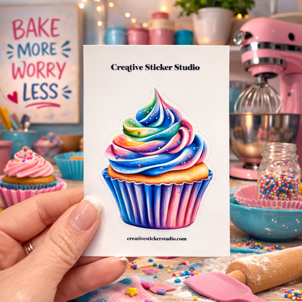 XLARGE Sticker - Colorful Cupcake