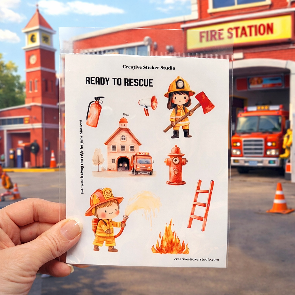 Sticker Sheet Set of 2 - Fire Station Rescue