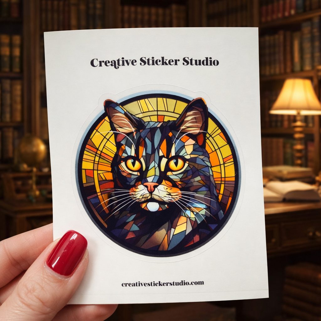 XLARGE Sticker - Stained Glass Cat 2