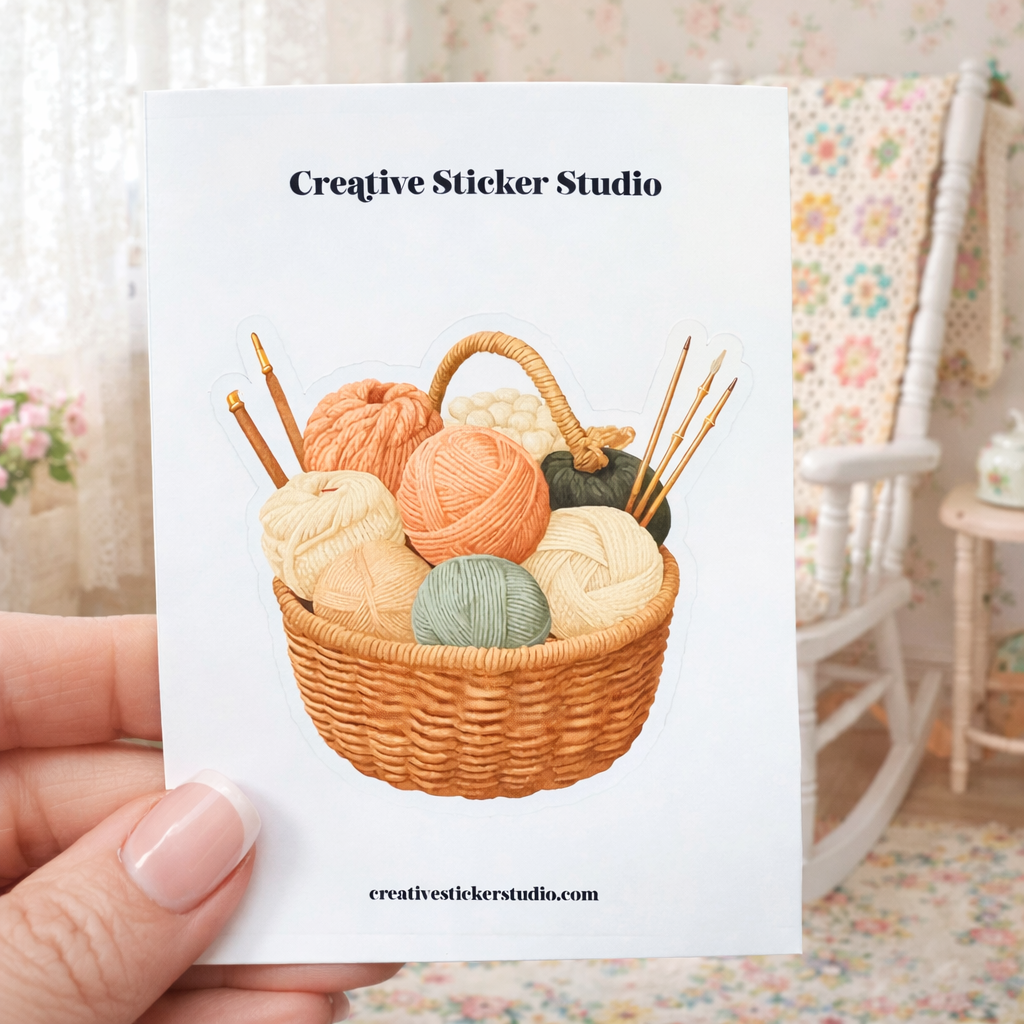 XLARGE Sticker - Knitting Basket