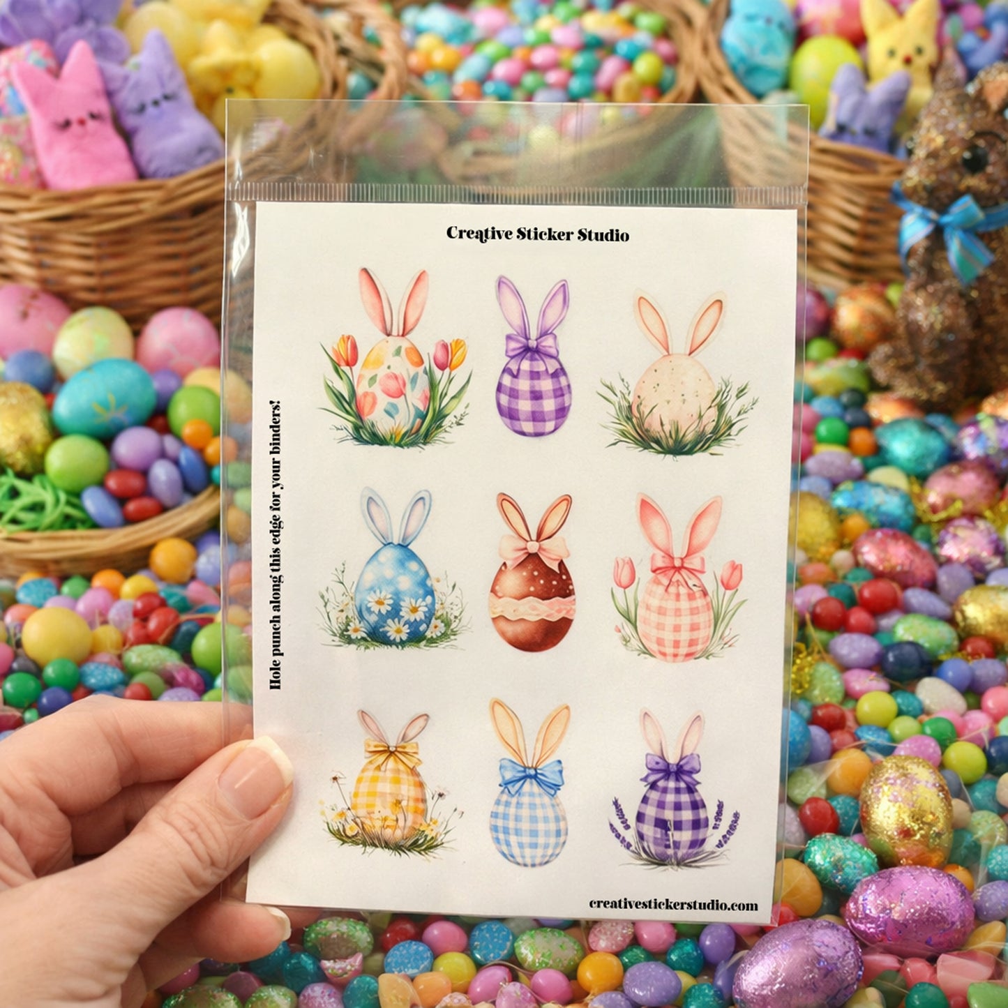 Sticker Sheet Set of 2 - Easter Bunny Ear Eggs