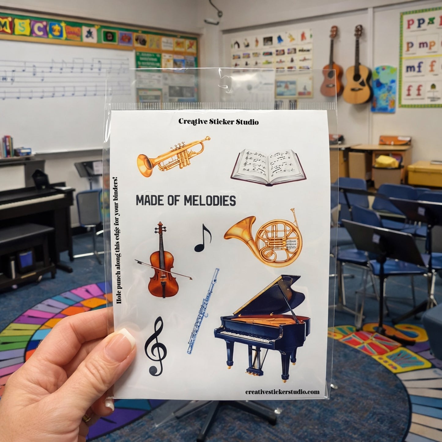 Sticker Sheet Set of 2 - Musical Instruments Melodies