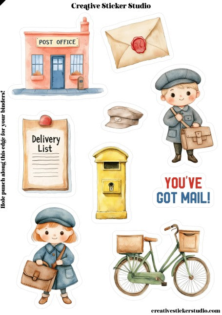 Sticker Sheet Set of 2 - Post Office Mail