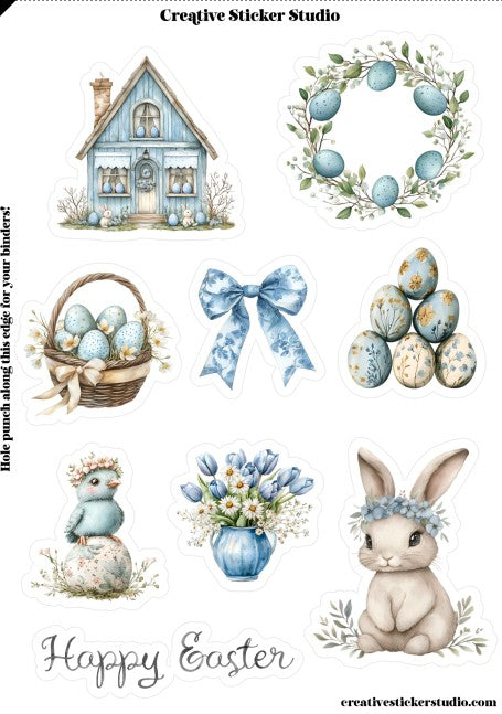 Sticker Sheet Set of 2 - Rustic Blue Easter