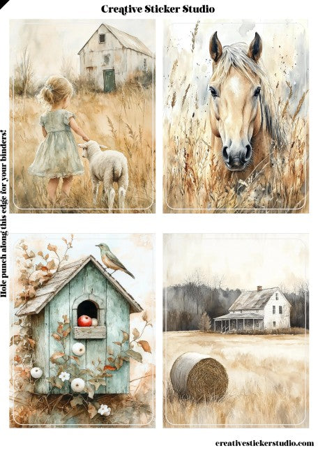 Sticker Sheet Set of 2 - Rustic Farm Scenes 4