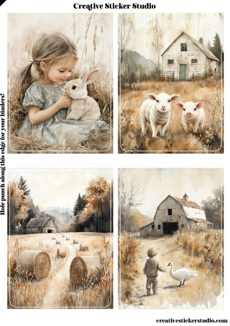 Sticker Sheet Set of 2 - Rustic Farm Scenes 1