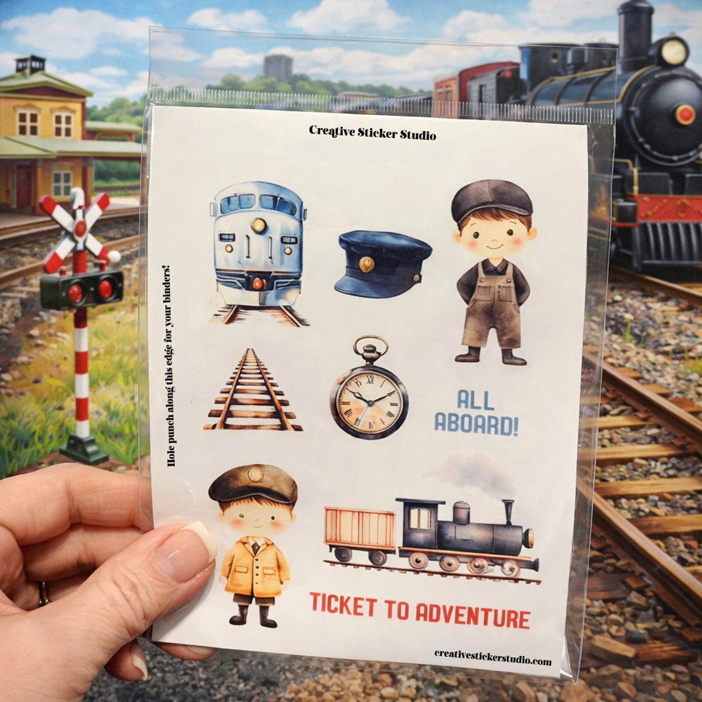 Sticker Sheet Set of 2 -Train All Aboard