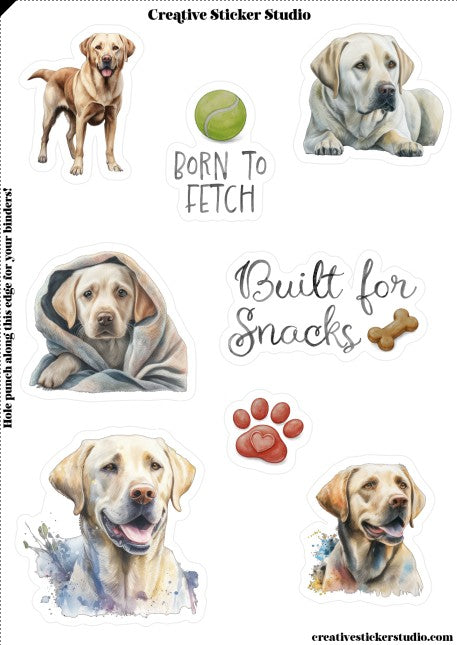Sticker Sheet Set of 2 - Yellow Labs Fetch