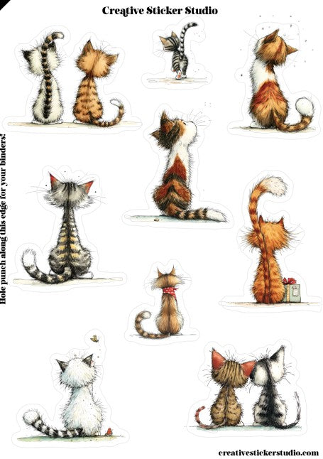 Sticker Sheet Set of 2 - Fuzzy Cats Backview