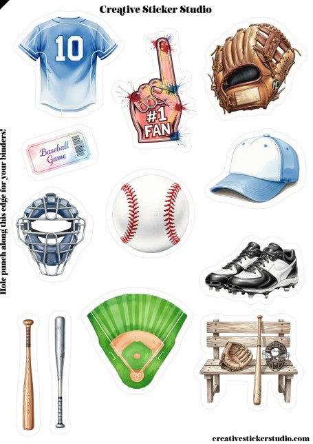 Sticker Sheet Set of 2 - Baseball #1 Fan