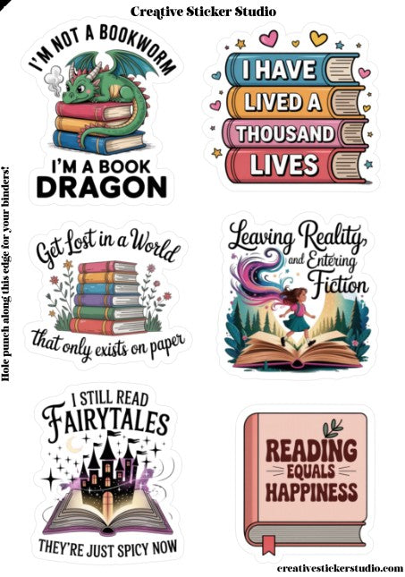 Sticker Sheet Set of 2 - Dragons & Books