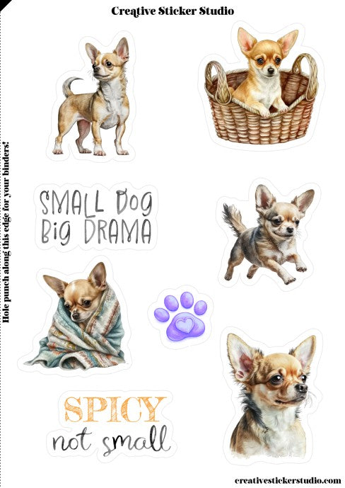 Sticker Sheet Set of 2 - Chihuahua Drama