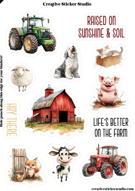 Sticker Sheet Set of 2 - Farm Life Hay There