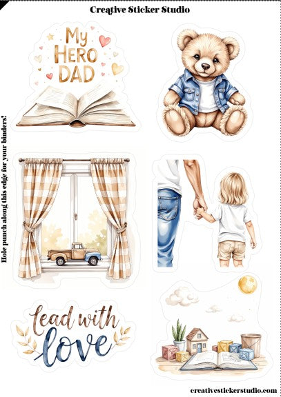Sticker Sheet Set of 2 - Following in Dad's Footsteps My Hero