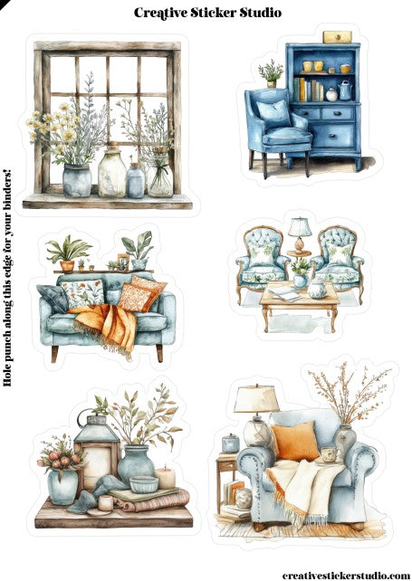 Sticker Sheet Set of 2 - French Country Blue