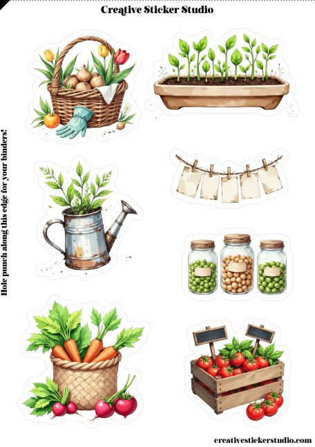 Sticker Sheet Set of 2 - Garden Therapy Vegetable Basket