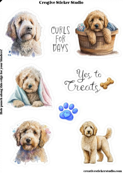 Sticker Sheet Set of 2 - Golden Doodle Curls