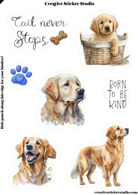 Sticker Sheet Set of 2 - Golden Retriever