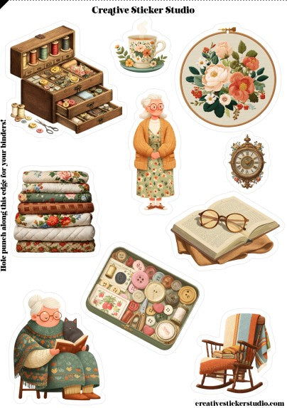 Sticker Sheet Set of 2 - Grandmacore Sewing
