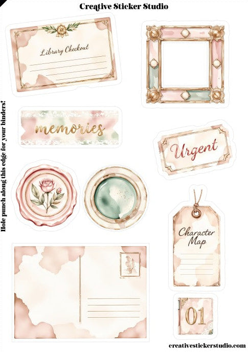 Sticker Sheet Set of 2 - Grandma's Attic Junk Journal Memories