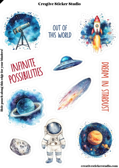 Sticker Sheet Set of 2 - Outerspace