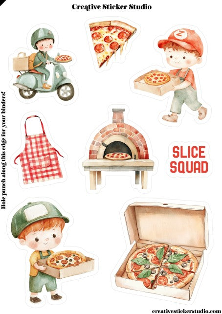 Sticker Sheet Set of 2 - Pizza Slice
